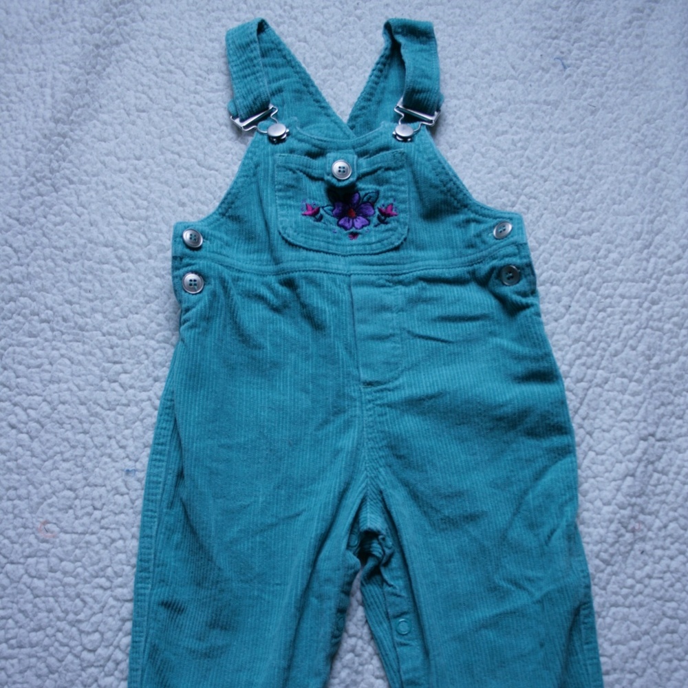 Teal Flower Overalls 18 Months